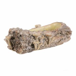 Obal betonový - truhlík, dřevo s houbami, 36 x 18 x 13 cm, hnědá, 36 cm obraz