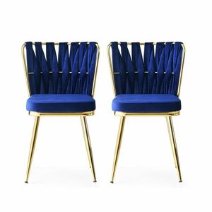Sada jídelních židlí Kusakli Navy Blue and Gold, 2 ks, 2 ks obraz