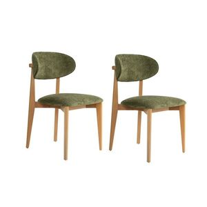 Sada jídelních židlí Lionte Green and Light Oak, 2 ks obraz