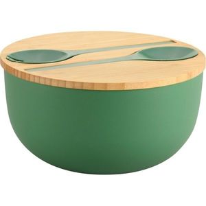 Kesper 58471 Salátová mísa s příborem a bambusovým víkem 24 cm, zelená obraz