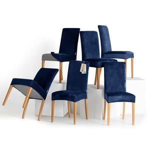 Restilo Napínací potah na židli Sento indigo, 48 x 48 x 58 + 10 cm, sada 6 ks obraz