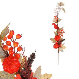 Podzimní umělá větev - červené dýně a bobule, 73 cm obraz