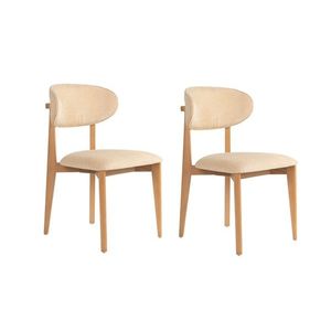 Sada jídelních židlí Lionte Beige and Light Oak, 2 ks obraz