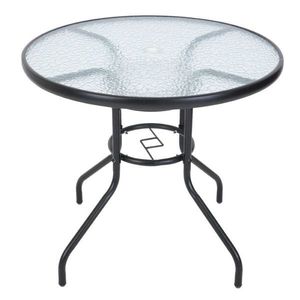 Zahradní stůl kovový se skleněnou deskou, Ø 80 cm obraz