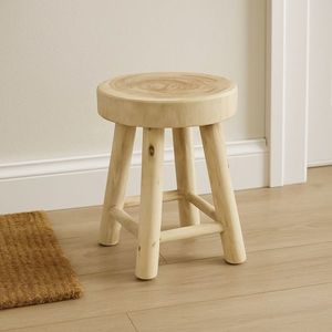 Teaková kulatá stolička VAGOS, 46 cm, natur provedení obraz