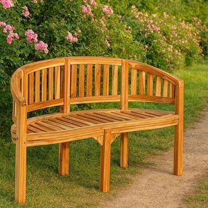 Zahradní teaková lavice – 2místná, obloukový sedák, 120 cm obraz