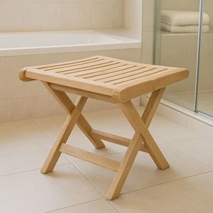 Skládací teakový stolička Divero do koupelny, 45 cm obraz