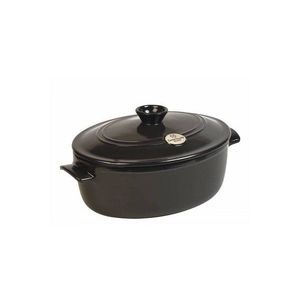 Emile Henry Keramický oválný hrnec s poklicí Flame, 39, 5 x 26, 5 cm, pepřová 794560 obraz