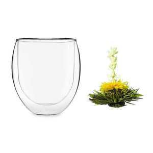 Feelino Ice, dvoustěnná sklenice, 2 x 320 ml, borosilikátové sklo, s čajovými květy obraz