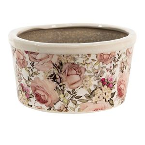 Keramický obal na květináč s růžemi Rosien - Ø19*10 cm 6CE1410 obraz