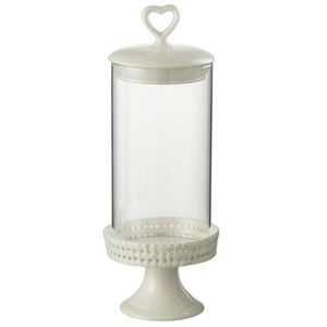 Bílá keramická dóza na noze s víkem Hella White M - Ø 11*31cm 34652 obraz