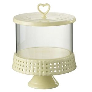 Žlutá keramická dóza na noze s víkem Hella Yellow L - Ø 21*31cm 34666 obraz