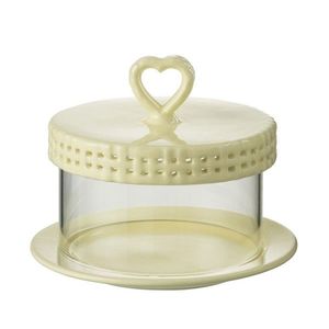 Žlutý keramický servírovací podnos s poklopem Hella Yellow - Ø16*13 cm 34664 obraz