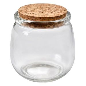 Skleněná úložná dóza s korkovým víčkem Cori - Ø 7*8 cm 6GL4409 obraz