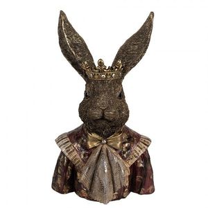 Dekorace busta králík v obleku s korunkou a se zlatým třpytem - 23*18*40 cm 6PR4139 obraz