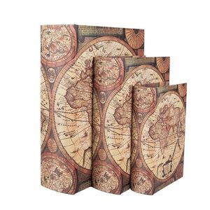 3ks úložný box ve tvaru knihy se zeměkoulemi - 27*22*7 / 22*17*6 / 17*12*4 cm 65697 obraz