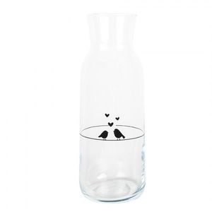 Skleněná karafa s ptáčky a srdíčky Love Birds - Ø 9*25 cm / 1000 ml LBSGL0013 obraz