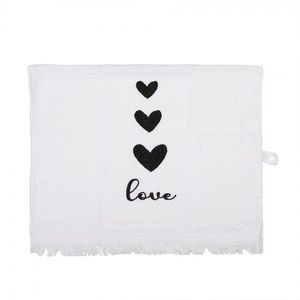 Bílý kuchyňský froté ručník se srdíčky Love Birds - 40*66 cm CTLBS-1 obraz