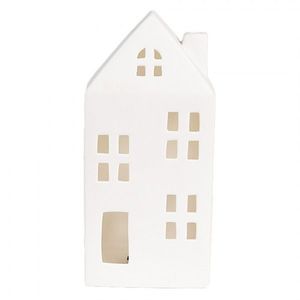 Bílý porcelánový dekorační domek s Led světýlky - 7*6*15 cm 6CE1792 obraz