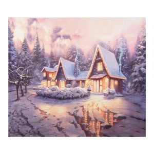 Vánoční látkové pozadí se zimní krajinou Christmas Wall Cloth - 180*1*210 cm 6WK0042 obraz