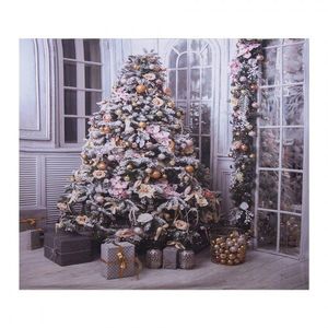 Vánoční látkové pozadí se stromkem a dárky Christmas Wall Cloth - 180*1*210 cm 6WK0041 obraz