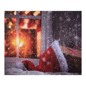 Vánoční látkové pozadí se santovo čepkou Christmas Wall Cloth - 180*1*210 cm 6WK0040 obraz