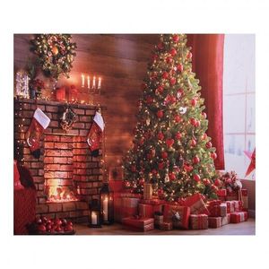 Vánoční látkové pozadí se stromkem Christmas Wall Cloth - 180*1*210 cm 6WK0037 obraz