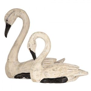 2ks béžová dřevěná dekorace Labuť Swan - 21*10*18 / 26*11*29 cm 6H2410 obraz