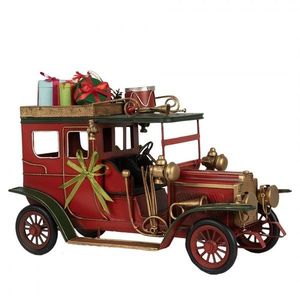 Červený retro model auto s dárky na střeše Christmas - 42*18*28 cm 6Y5875 obraz