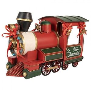 Červená dekorace lokomotiva Merry Christmas - 35*16*22 cm 6Y5871 obraz