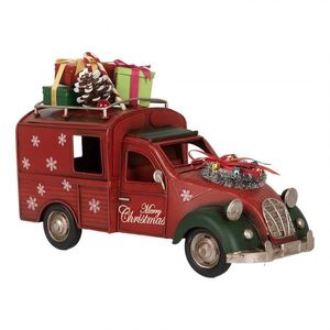 Červený retro model auto kachna s dárky na střeše Christmas - 26*11*17 cm 6Y5881 obraz