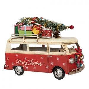 Červený retro model autobus s dárky a stromkem Christmas - 38*16*28 cm 6Y5873 obraz