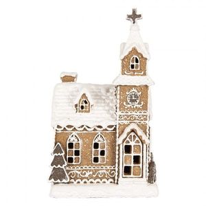 Vánoční perníková dekorace kostel Gingerbread House Led - 14*12*23 cm 6PR5375 obraz
