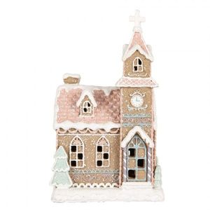 Vánoční perníková dekorace kostel Gingerbread House Led - 14*12*23 cm 6PR5378 obraz