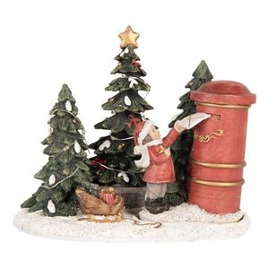 Vánoční dekorace děvčátko s dopisem u stromků s Led světýlky - 16*12*14 cm 6PR5373 obraz