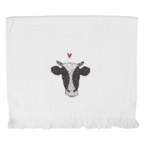 Bílý kuchyňský froté ručník s hlavou kravičky Cow - 40*66 cm CT036 obraz