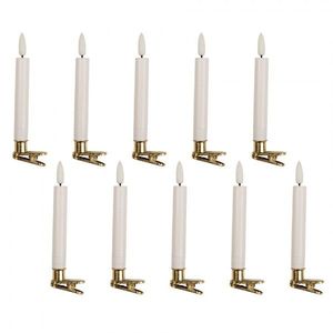 Set 10ks bílých úzkých svíček s klipem Led Candle - Ø 2*14 cm / 10*AAA 6CA0008 obraz