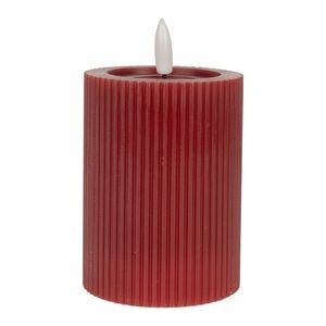 Vínová válcová svíčka s vroubkováním Led Candle - Ø 8*13 cm / 2*AA 6CA0003R obraz