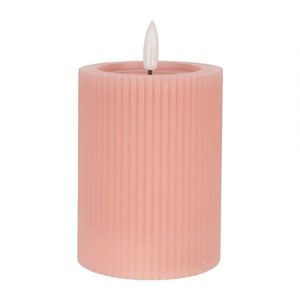 Růžová válcová svíčka s vroubkováním Led Candle - Ø 8*13 cm / 2*AA 6CA0003P obraz