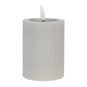 Šedá válcová svíčka s vroubkováním Led Candle - Ø 8*13 cm / 2*AA 6CA0003G obraz