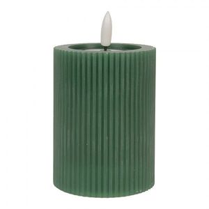 Zelená válcová svíčka s vroubkováním Led Candle - Ø 8*13 cm / 2*AA 6CA0003DGR obraz
