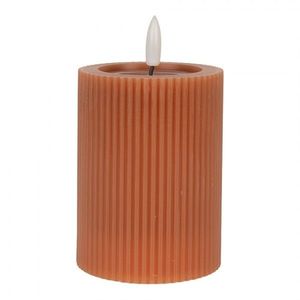 Hnědá válcová svíčka s vroubkováním Led Candle - Ø 8*13 cm / 2*AA 6CA0003CH obraz