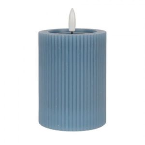 Modrá válcová svíčka s vroubkováním Led Candle - Ø 8*13 cm / 2*AA 6CA0003BL obraz