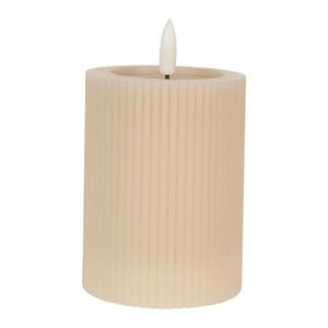 Béžová válcová svíčka s vroubkováním Led Candle - Ø 8*13 cm / 2*AA 6CA0003BE obraz