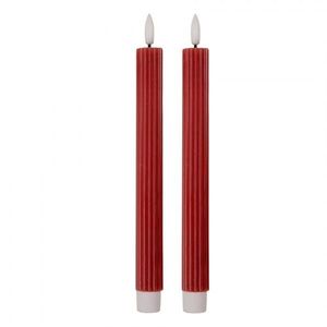 Set 2ks vínová úzká svíčka s vroubkováním Led Candle - Ø 2*25 cm / 2*AAA 6CA0002R obraz
