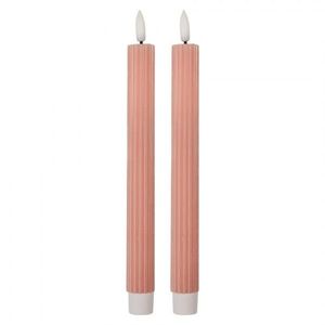 Set 2ks růžová úzká svíčka s vroubkováním Led Candle - Ø 2*25 cm / 2*AAA 6CA0002P obraz