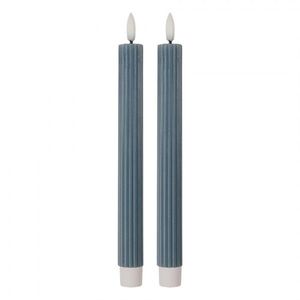 Set 2ks modrá úzká svíčka s vroubkováním Led Candle - Ø 2*25 cm / 2*AAA 6CA0002BL obraz