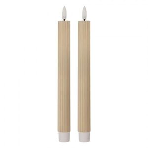 Set 2ks béžová úzká svíčka s vroubkováním Led Candle - Ø 2*25 cm / 2*AAA 6CA0002BE obraz