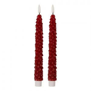 Set 2ks vínová úzká svíčka stromek Led Candle - Ø 2*25 cm / 2*AAA 6CA0001R obraz
