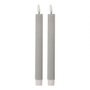 Set 2ks šedá úzká svíčka s vroubkováním Led Candle - Ø 2*25 cm / 2*AAA 6CA0002G obraz